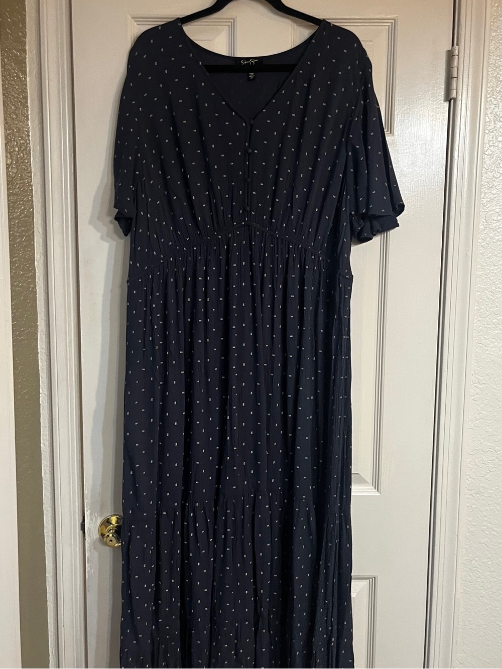 Jessica Simpson Navy Blue Polka Dot Maxi Dress